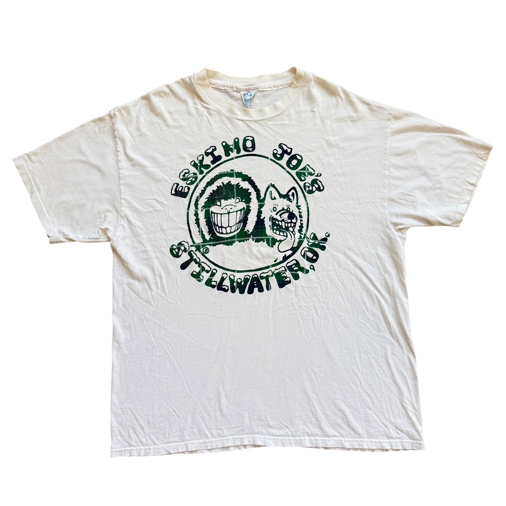 Vintage Eskimo Joes Stillwater OK Hanes Beefy-T Shirt XL White Single Stitch 90s